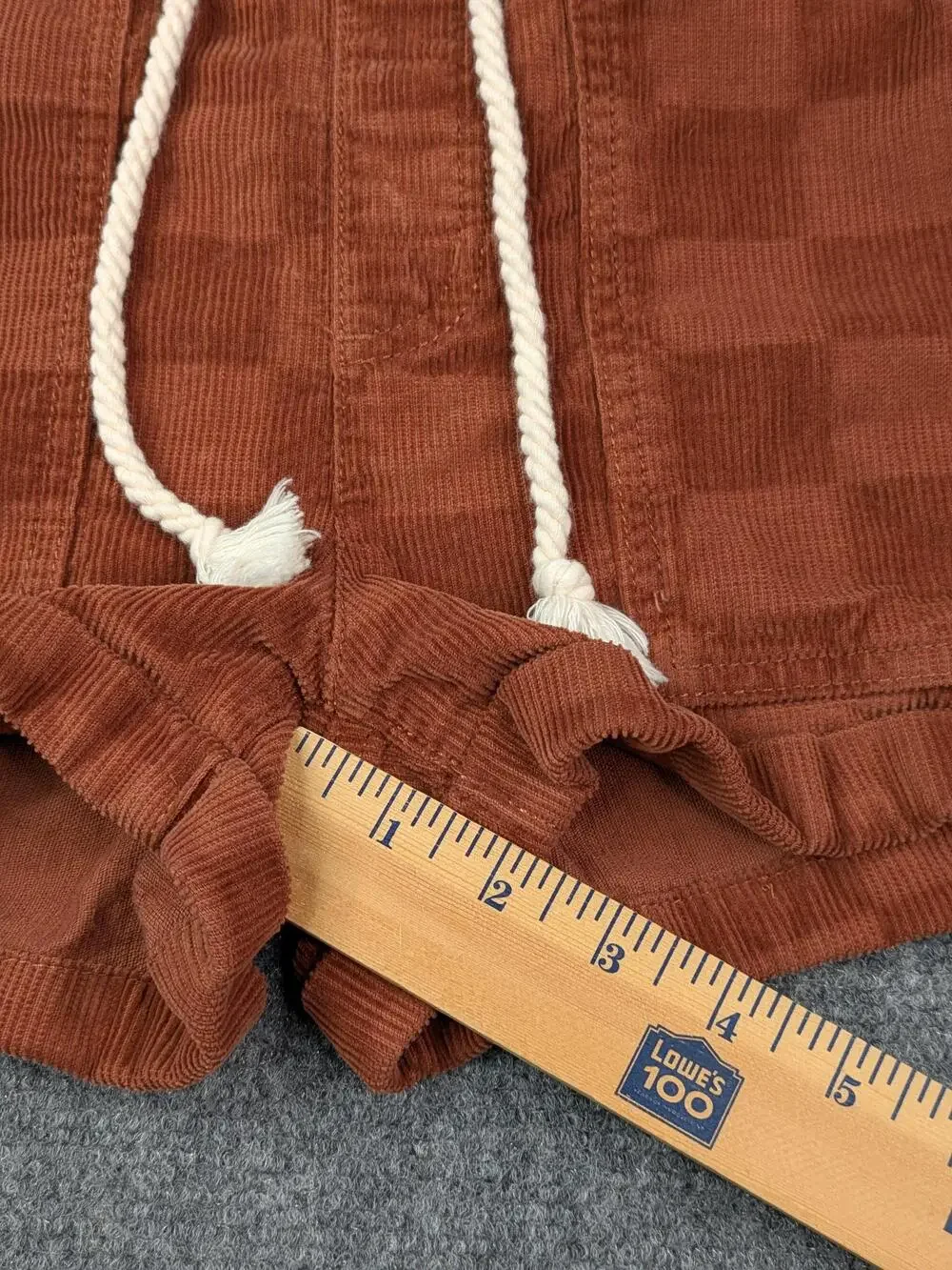 SO Shorts Juniors XS Rust Brown Corduroy Check High Rise Drawstring Tassel